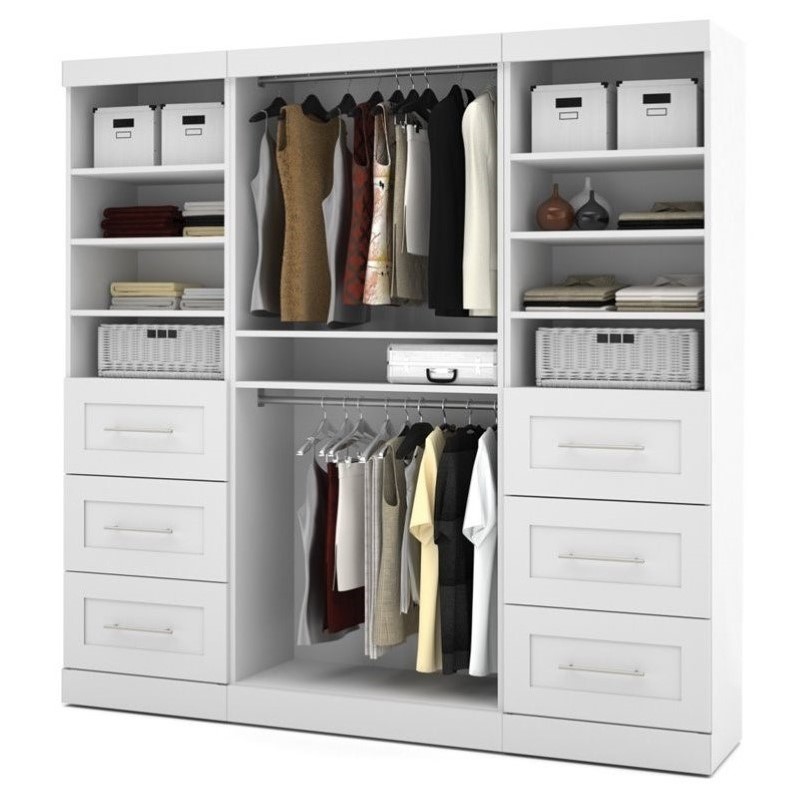 Bestar Pur 86W Closet Organizer with Drawers in White - Engineered Wood