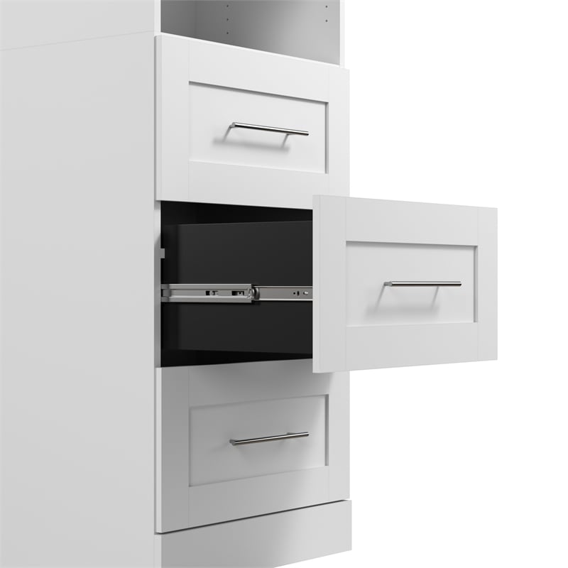 Bestar Pur 86W Closet Organizer with Drawers in White - Engineered Wood