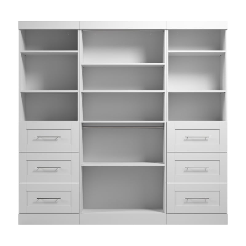 Bestar Pur 86W Closet Organizer with Drawers in White - Engineered Wood