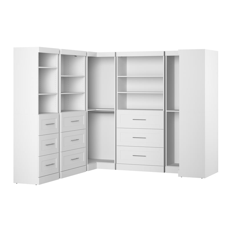 Bestar Pur 161W Walk-In Closet Organizer System in White - Engineered Wood