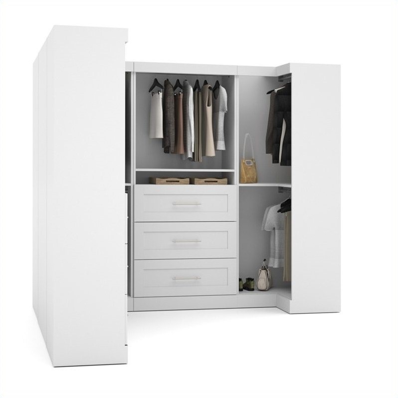 Bestar Pur 161W Walk-In Closet Organizer System in White - Engineered Wood
