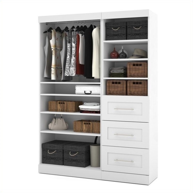 Bestar Pur 86 Closet Organizer with 3-Drawer in Rustic Brown