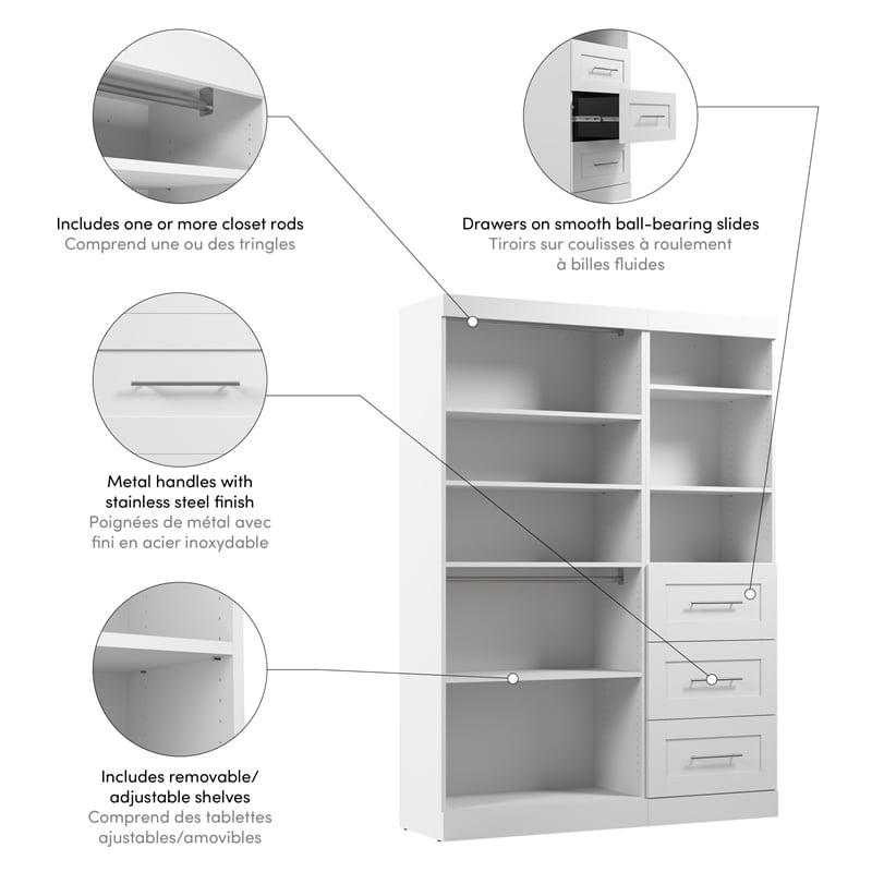 Bestar Pur 61W Closet Organizer System in White - Engineered Wood