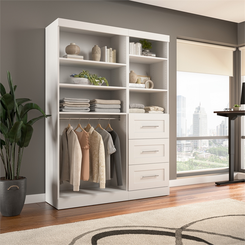 Bestar Pur 61W Closet Organizer System in White - Engineered Wood