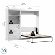 Bestar Pur Full Murphy Bed and Shelving Unit with Drawers (95W) in White
