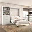 Bestar Pur Full Murphy Bed and Shelving Unit with Drawers (95W) in White