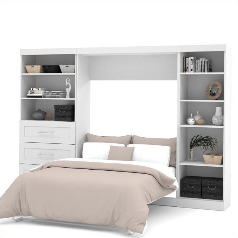 Bestar Pur 120 Full Wall Bed With 2 Piece 3 Drawer Storage Unit In White Cymax Business 6793