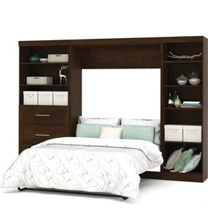 bestar pur 3 piece 3 drawer storage wall bed set in chocolate