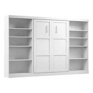Bestar Pur Full Murphy Bed with 2 Shelving Units (131W) in White