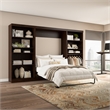 Bestar Pur Full Murphy Bed with 2 Shelving Units (131W) in Chocolate