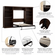 Bestar Pur Full Murphy Bed with 2 Shelving Units (131W) in Chocolate
