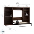 Bestar Pur Full Murphy Bed with 2 Shelving Units (131W) in Chocolate