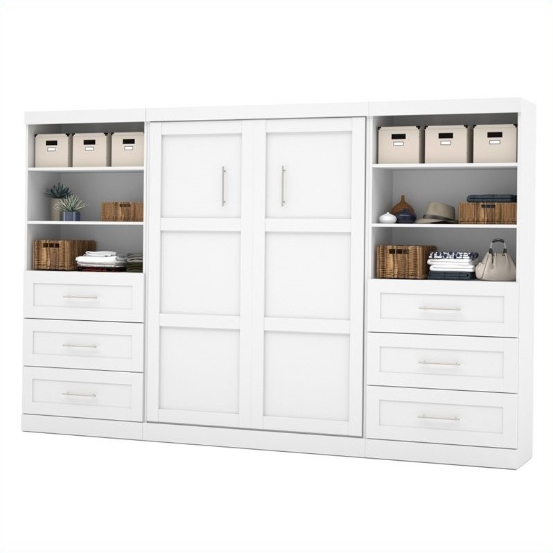 Bestar Pur 131 Full Wall Bed With 2 Piece 6 Drawer Storage Unit In White 26896 17