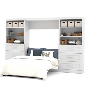 bestar pur 3 piece 6 drawer storage wall bed set in white c