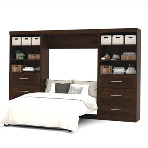 bestar pur 3 piece 6 drawer storage wall bed set in chocolate c
