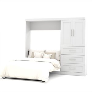 bestar pur 2 piece 3 drawer storage wall bed set in white b