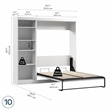 Bestar Pur Full Murphy Bed with Shelving Unit (84W) in White