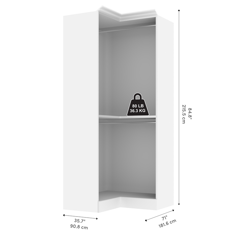 Versatile 108W U-Shaped Walk-In Closet Organizer in White