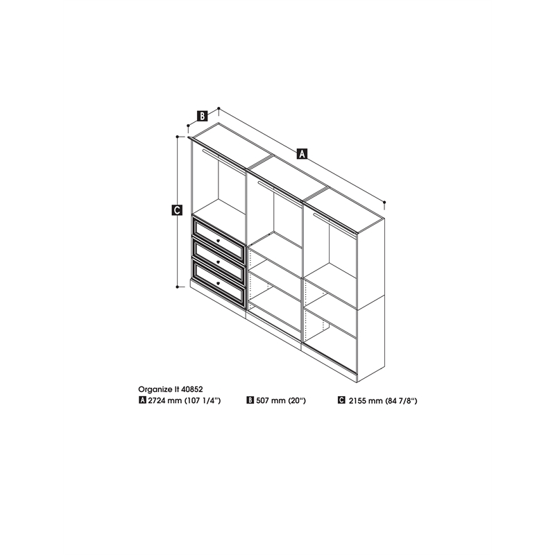 Versatile 108W U-Shaped Walk-In Closet Organizer in White