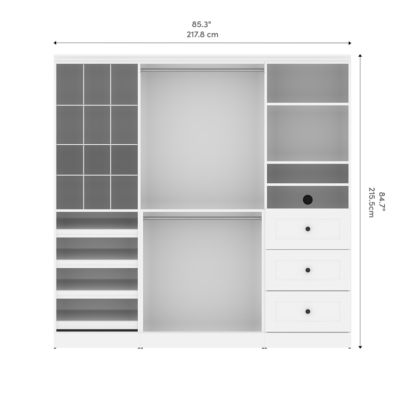 Bestar Versatile 72W Closet Organizer in white