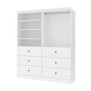 Bestar Versatile 72&quotW Engineered Wood Closet Organizer with Drawers in White
