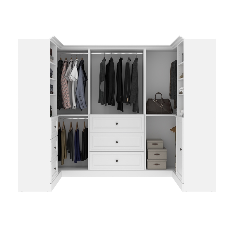 Versatile 108W U-Shaped Walk-In Closet Organizer in White