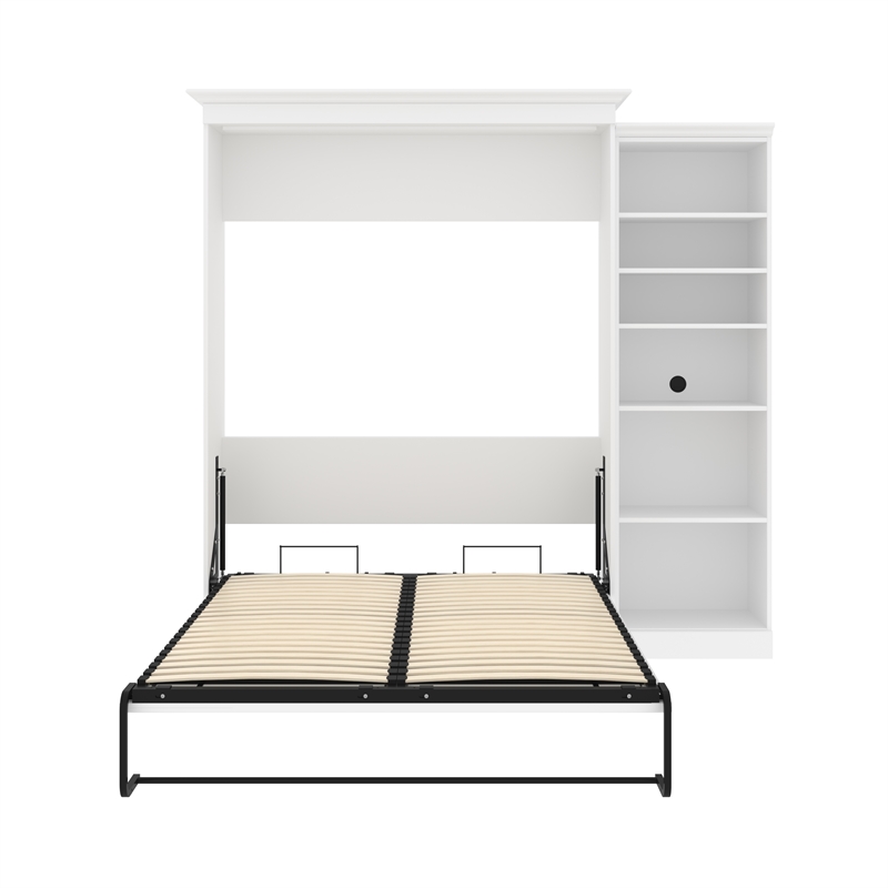 Bestar Versatile Wood Queen Murphy Bed with Closet Organizer in White