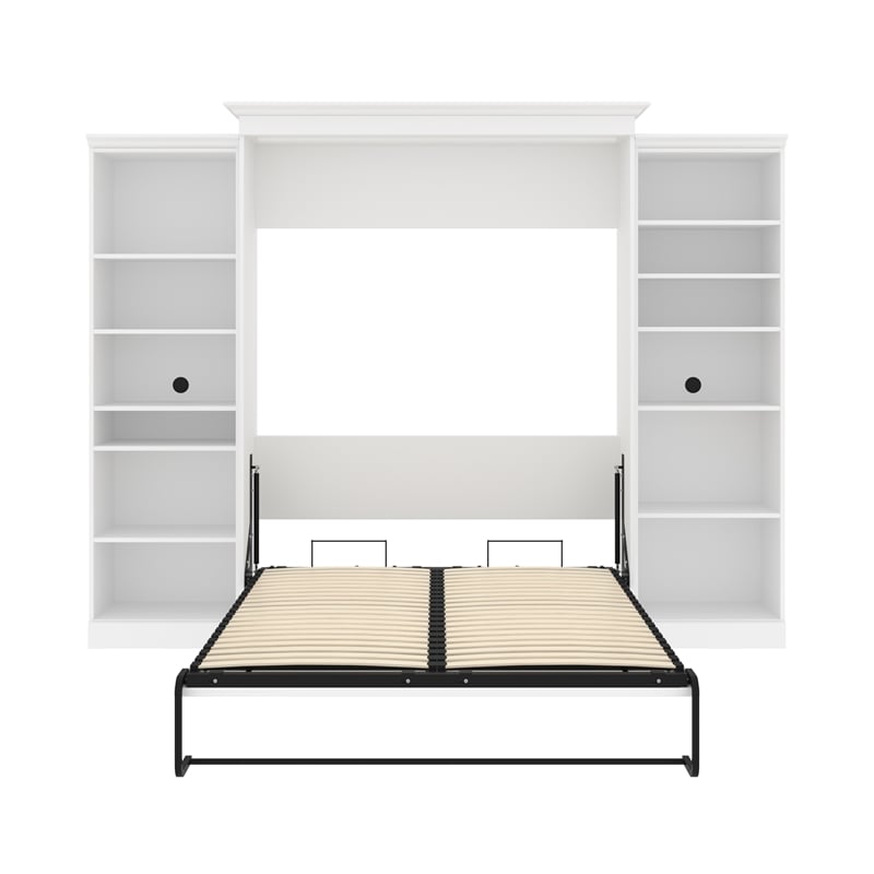 Bestar Versatile Wood Queen Murphy Bed with 2 Closet Organizers in White