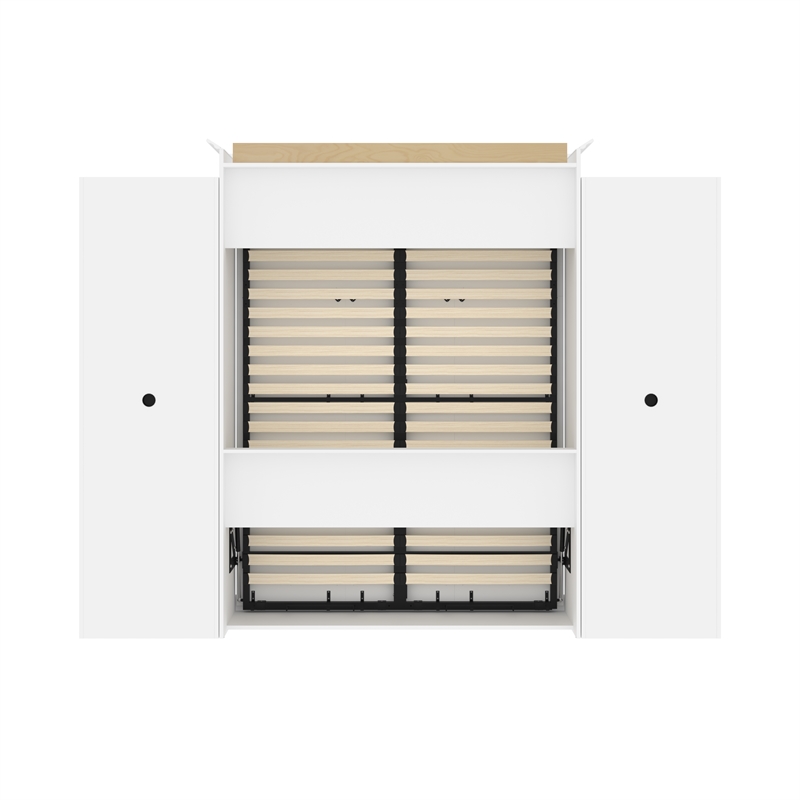 Bestar Versatile Wood Queen Murphy Bed with 2 Closet Organizers in White