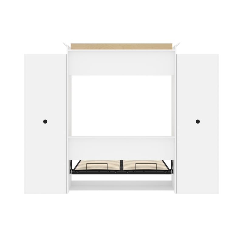 Bestar Versatile Wood Queen Murphy Bed with 2 Closet Organizers in White