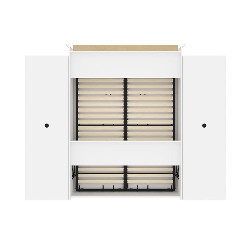 Bestar Versatile Wood Queen Murphy Bed with 2 Closet Organizers in White