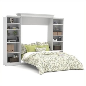 bestar versatile 3 piece storage wall bed set in white