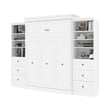 Bestar Versatile Wood Queen Murphy Bed and 2 Organizers with Drawers in White