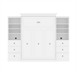 Bestar Versatile Wood Queen Murphy Bed and 2 Organizers with Drawers in White