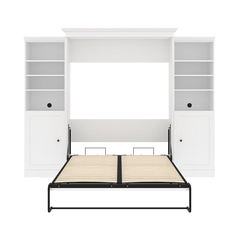 Bestar Versatile Wood Queen Murphy Bed And 2 Organizers With Doors In ...