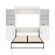 Bestar Versatile Wood Queen Murphy Bed and 2 Organizers with Doors in White