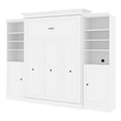 Bestar Versatile Wood Queen Murphy Bed and 2 Organizers with Doors in White