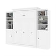 Bestar Versatile Wood Queen Murphy Bed and 2 Organizers with Doors in White