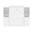 Bestar Versatile Wood Queen Murphy Bed and 2 Organizers with Doors in White