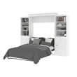 Bestar Versatile Wood Queen Murphy Bed and 2 Organizers with Doors in White