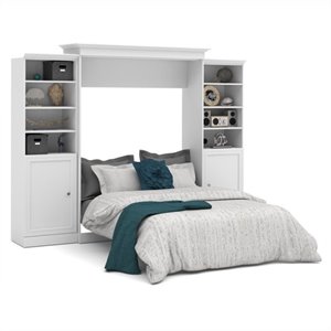 Bestar Versatile 115'' Queen Wall Bed with 2 Piece 2 Door Storage Unit in White