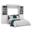 Bestar Versatile Wood Queen Murphy Bed and 2 Organizers with Doors in White