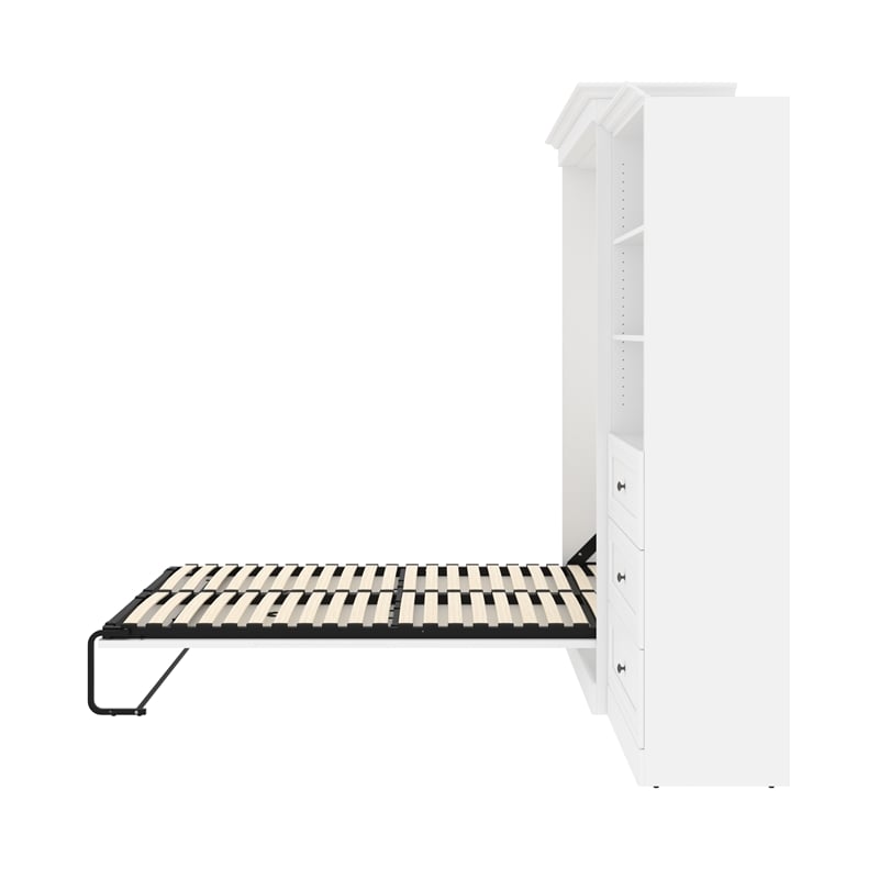 Bestar Versatile Wood Queen Murphy Bed and Organizer with Drawers in White