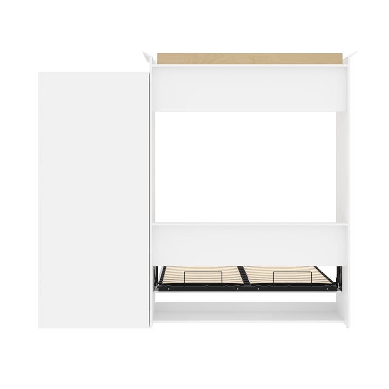 Bestar Versatile Wood Queen Murphy Bed and Organizer with Drawers in White