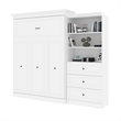 Bestar Versatile Wood Queen Murphy Bed and Organizer with Drawers in White