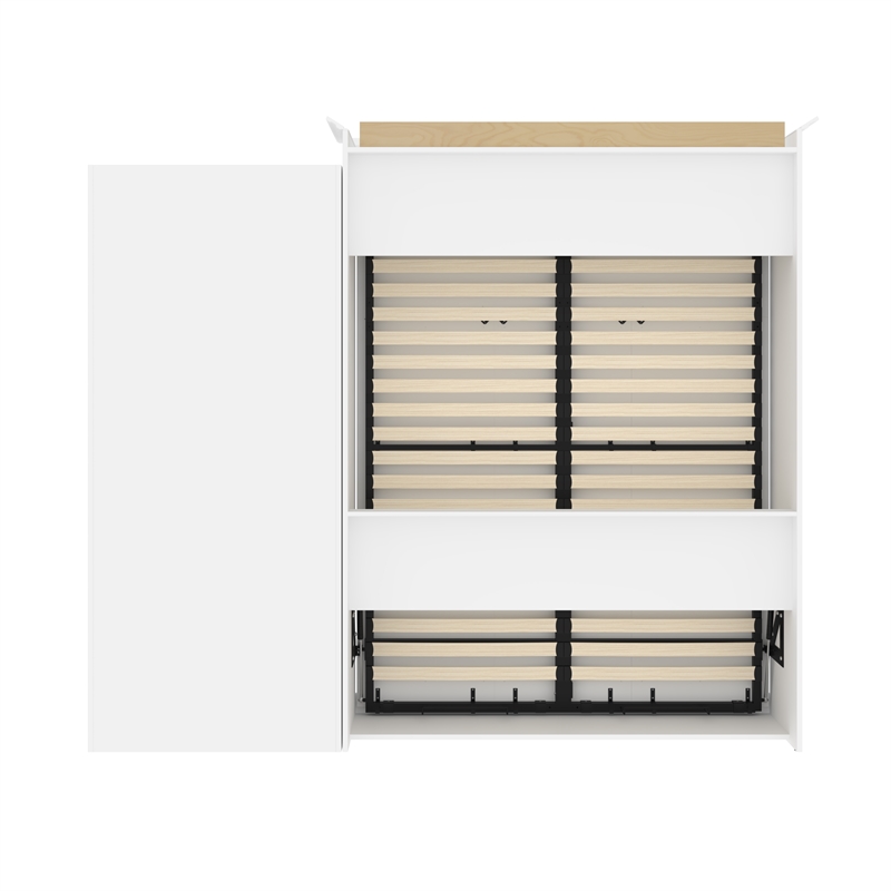 Bestar Versatile Wood Queen Murphy Bed and Organizer with Drawers in White