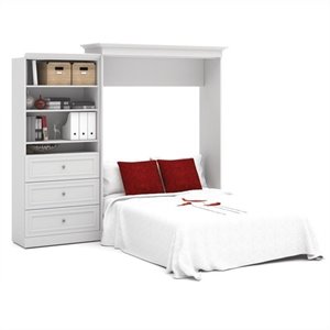 Bestar Versatile 101'' Queen Wall Bed with 3-Drawer Storage Unit White