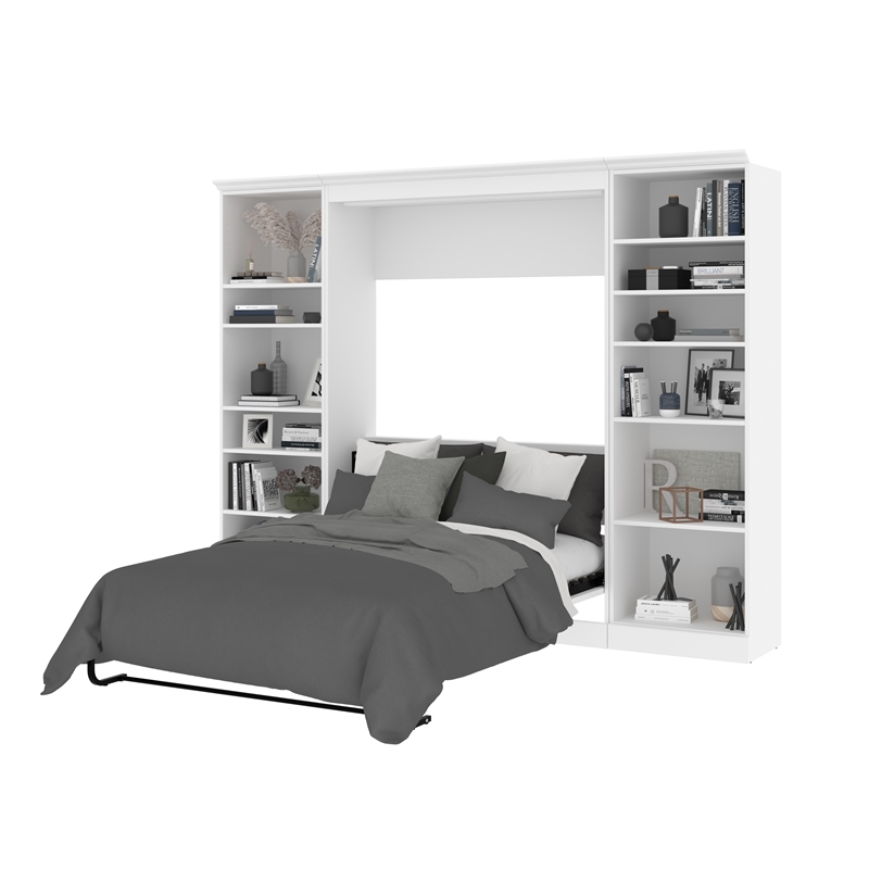 Bestar Versatile Engineered Wood Full Murphy Bed & 2 Closet Organizers in White