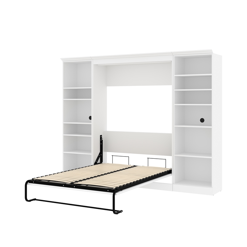 Bestar Versatile Engineered Wood Full Murphy Bed & 2 Closet Organizers in White