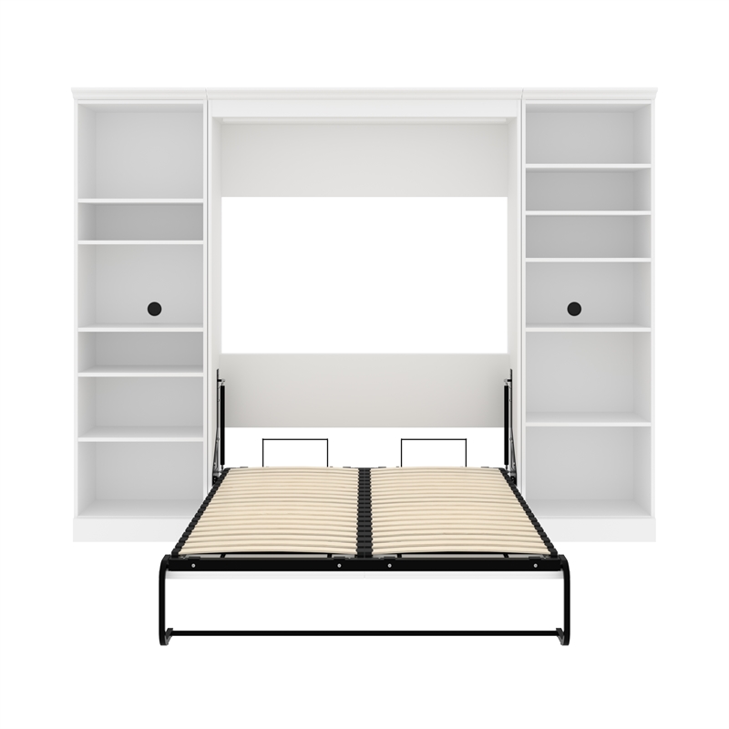 Bestar Versatile Engineered Wood Full Murphy Bed & 2 Closet Organizers in White